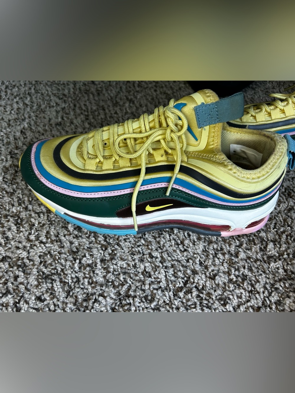 Nike Women’s Yellow Multicolor Layered Wave AirMax Sneakers - Picture 3 of 6